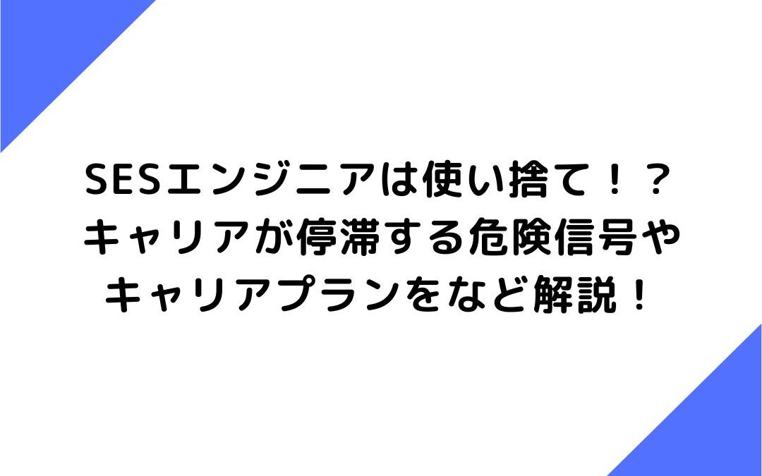 SESエンジニアは使い捨て！？キャリアが停滞する危険信号やキャリアプランをなど解説！